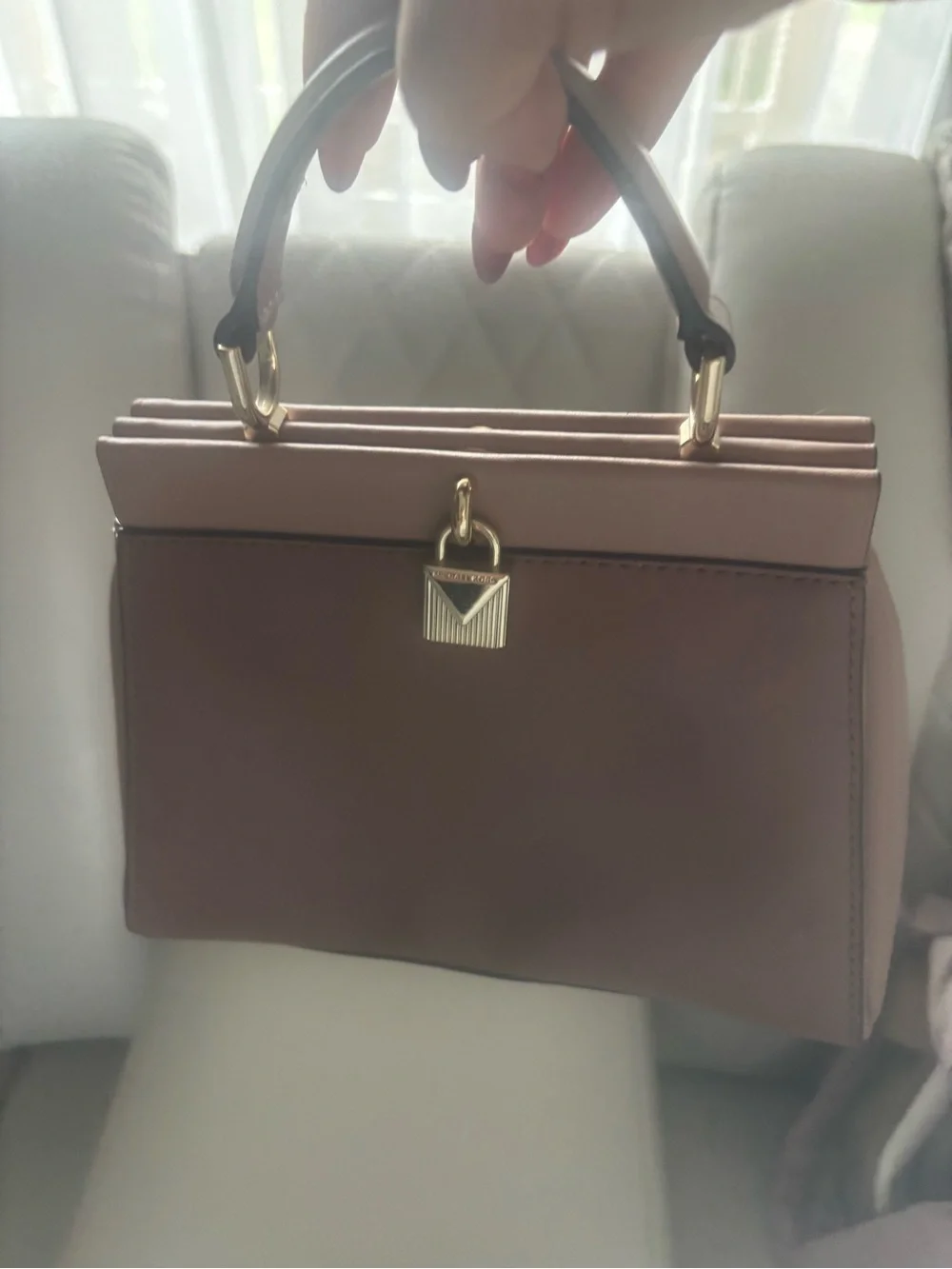 Michael Kors Two-Tone Dusty Rose and Brown Top-Handle Satchel